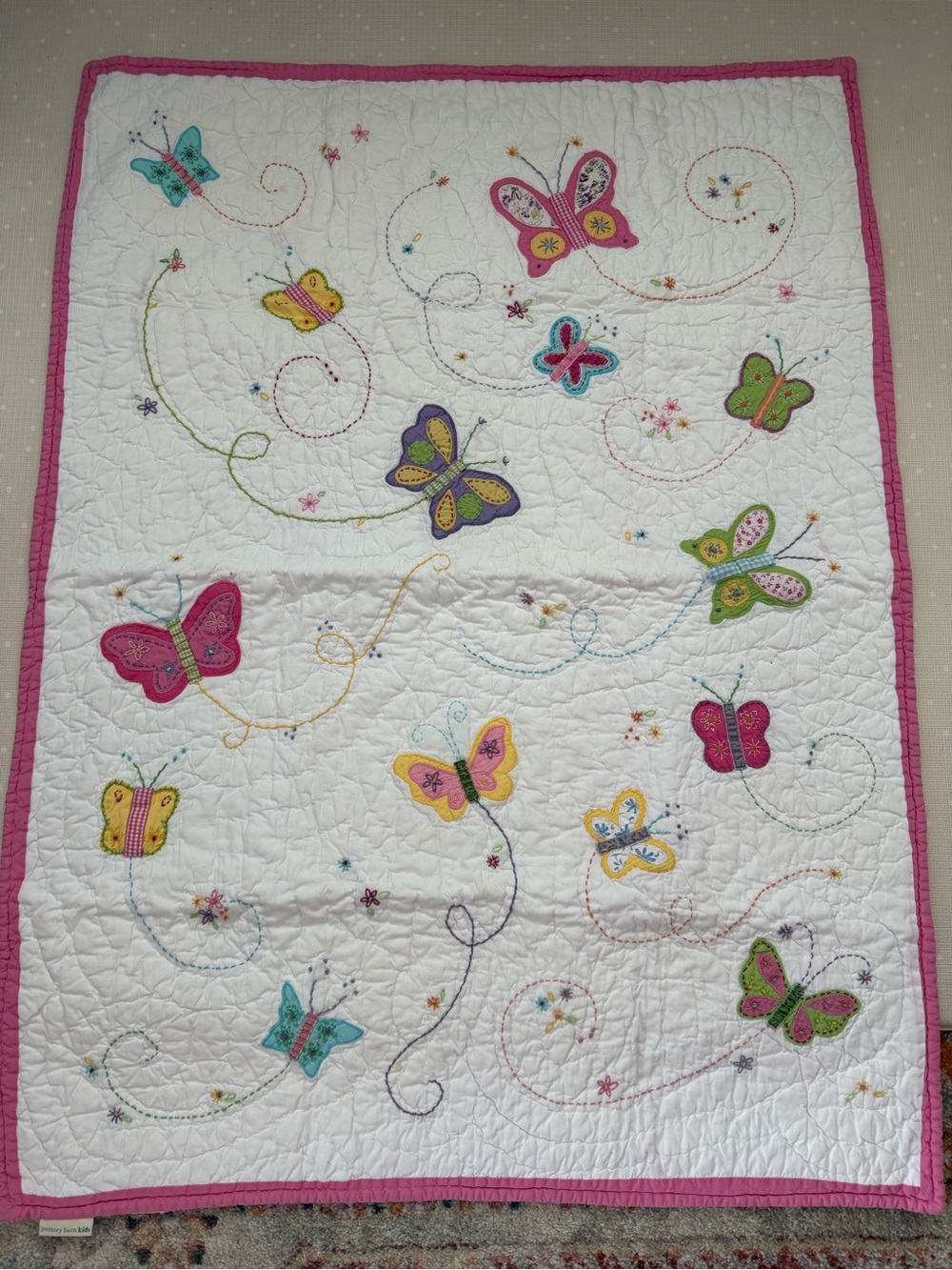 Pottery Barn Kids Crib Butterfly Bedding Set Quilt Sheet Skirt Vintage 2009